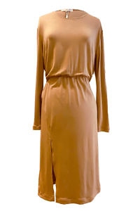 ASITA SAHABI Cognacfarbenes Hemdkleid | beiges Jerseykleid ROMA