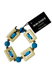 JEAN ANDRÉ bracelet in turquoise green and ecru made of resin KAMARI