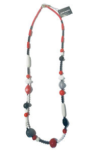 JEAN ANDRÉ lange Halskette in Weiß, Rot und Schwarz aus Harz