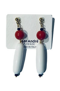 JEAN ANDRÉ earrings in white, red and black made of resin LONG ISLAND