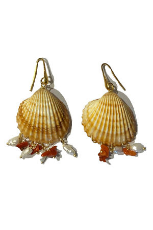 earrings with shells, corals and gold plated 925 sterling silver LIPARI
