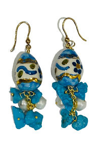 earrings with turquoise stones and painted egg