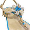 PAOLA FIORENZA turquoise and ivory Capri leather sandals with a flower made of shells, jewels and Swarovski stones in nappa leather