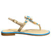 PAOLA FIORENZA turquoise and ivory Capri leather sandals with a flower made of shells, jewels and Swarovski stones in nappa leather