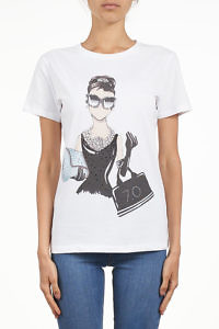 # 7.0 SETTEPUNTOZERO weißes T-Shirt mit Strasssteinen | Frühstück bei Tiffany | Audrey Hepburn T-Shirt | Online Shop mit Internationalem Versand