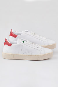 WOMSH Vegan and sustainable Sneakers VEGAN SNIK WHITE RED in white and red eco-leather