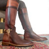 CENTENARIO cognac equestrian boot | brown flat boots