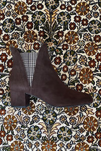 GIOVANNA GRAZZINI brown ankle boot with check detail in suede leather