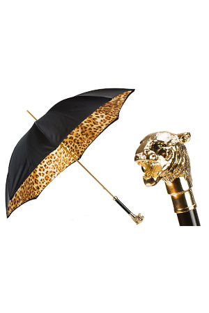 PASOTTI golden cheetah umbrella | glamorous cheetah umbrella in gold and black