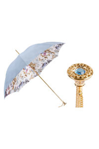PASOTTI sehr eleganter hellblauer Regenschirm mit Schmetterlingsprint
