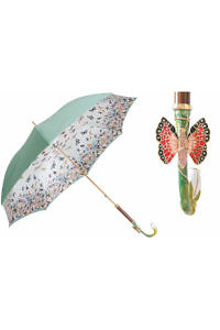 PASOTTI smaragdgrüner Luxus-Schmetterlingsregenschirm mit SWAROVSKI® Kristallen