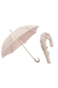 PASOTTI Polka Dot Sonnenschirm mit Beigem Ledergriff | gepunkteter beiger Regenschirm