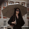 PASOTTI cremeweisser Regenschirm mit schwarzen Streifen | gestreifter Sonnenschirm in Beige und Schwarz