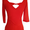 coral red jersey top with 3/4 sleeves and knots detail LARISSA
