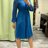 Azur blue silk dress in A-line LYNN | ocean blue silk dress