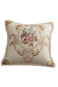 Brocade Pillowcase with floral embroidery in lvory, light blue, pink and white | embroidered floral pillowcase
