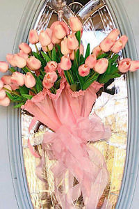 light pink bouquet of tulips made of silk fabric | pastel pink silk tulips