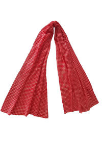 Pashmina with a geometrical pattern in white and red | 100% cashmere