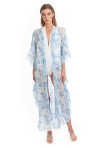 BLITZ POSITANO | cover up BELEN in blue and white tiger printed linen fabric
