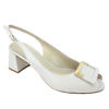 GIOVANNA GRAZZINI slingback sandals in white leather with 5 cm block heels and gold accessory