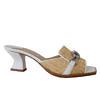 ELIZA DI VENEZIA | mules ENNI in raffia and white leather with 5 cm sculptural heels and a silver clap