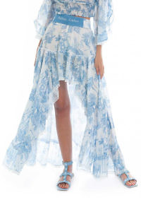 BLITZ POSITANO | skirt VODKA in blue and white tiger printed linen fabric