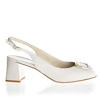 GIOVANNA GRAZZINI slingback sandals in white leather with 5 cm block heels and gold accessory