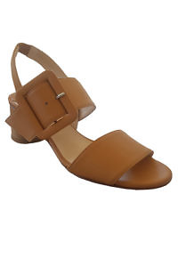 Light brown ELIZA DI VENEZIA nappa leather sandals with wooden heel