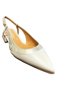 MODA DI FAUSTO flat slingback sandals in ivory and platinum nappa leather