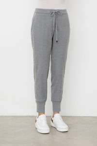 CAPPELINI by PESERICO | grey sweatpants with rear slit pockets and beige piping
