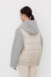 CAPPELLINI by PESERICO | grey hoodie with a beige puffer backside