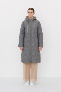 CAPPELINI by PESERICO | grey flannel down parka with contrasting beige lining