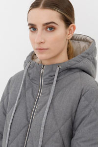 CAPPELINI by PESERICO | grey flannel down parka with contrasting beige lining