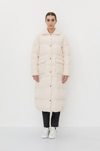 CAPPELINI by PESERICO | ecru down parka with flap pockets and Kent collar