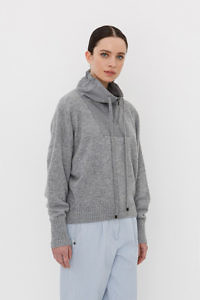CAPPELLINI by PESERICO | sportive grey turtleneck sweater with jersey inserts