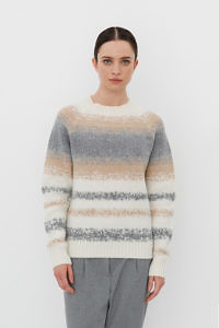 CAPPELINI by PESERICO | grey, beige and ecru striped sweater