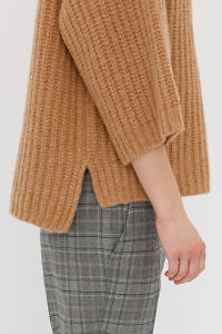 CAPPELLINI by PESERICO | brown oversize sweater with 3/4 sleeves and round neck