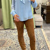 light blue silk chiffon blouse with long sleeves and a bow MANDY