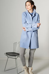 FUNK ice blue wool coat with knit details I ca. 90 cm