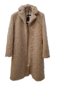 FUNK beige curly fake fur oversized coat
