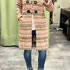 striped wool knit coat in berry colors ANNA