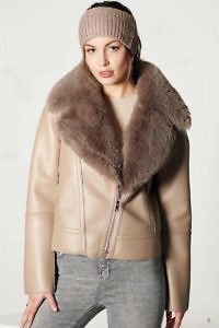 FUNK beige imitated fur jacket | taupe vegan fake fur and eco nappa jacket