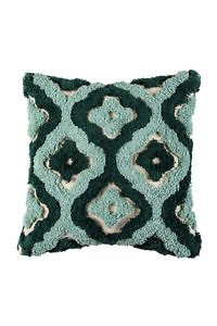mint and dark green pillowcase in linen with tassels | 45 x 45 cm