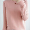 flamingo pink 100% merino sweater with round neck