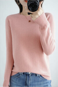 flamingo pink 100% merino sweater with round neck