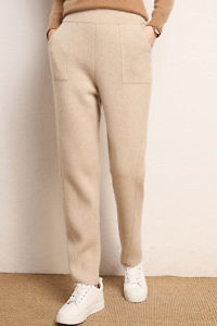 light beige 100% cashmere relax knit pants