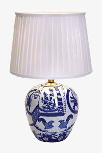 GÖTEBORG Tischlampe 48cm aus blauem und weißem Porzellan