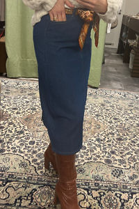 dark blue denim skirt in midi length