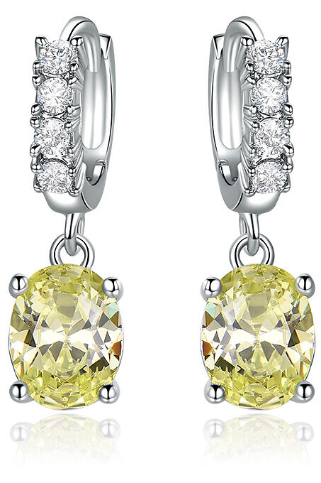 solid 925 silver drop created apple green cubic zircon earrings