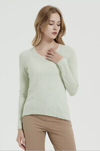 hellgrüner Pullover aus 100 % Merinowolle mit V-Ausschnitt | hellgrüner Pullover | Apfelgrüner Pullover